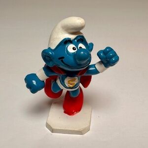 Vintage Super Smurf Figurine • Bully Peyo • W. Germany • Red Cape •